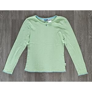 Mudd Thermal Stretch Longsleeve Shirt Y2K Womens Large Green